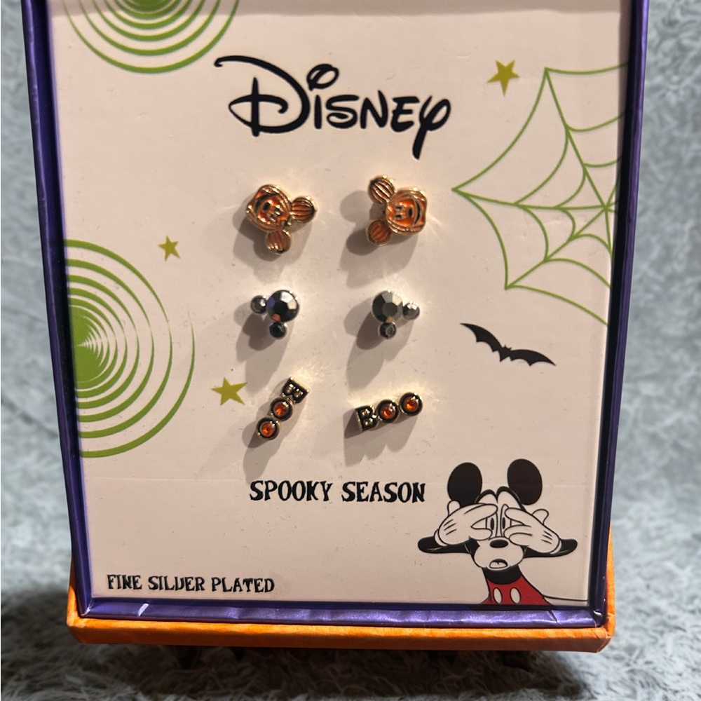 Disney Baublebar Halloween Mickey Silver Plated Earrings Set